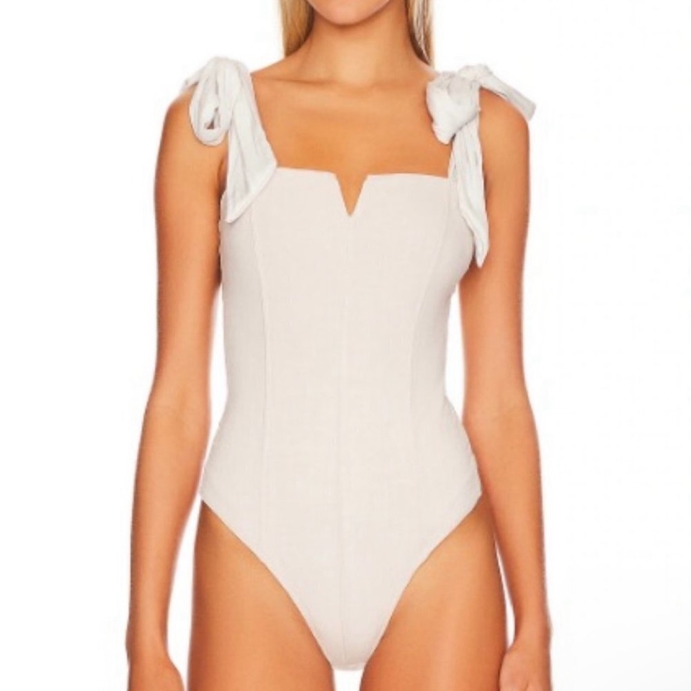 Free People Intimately Lola Ivory Tie Shoulder Bodysuit Women's S Sweetheart